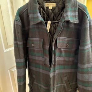 Madewell Men's Lined Plaid Flannel Shirt Jacket Size Medium Color Almost Black